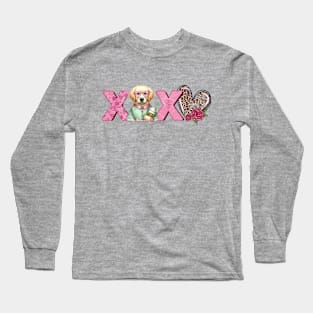 Valentines Day Dog Design, Golden Retriever Love Shirt xoxo, Gift ideas Long Sleeve T-Shirt